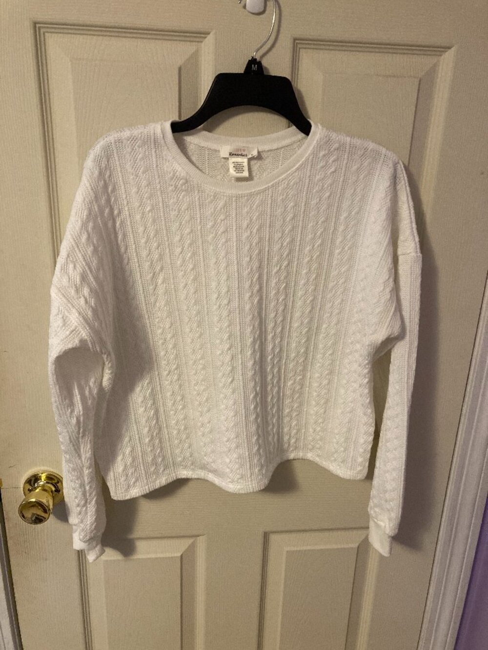 Woman Urban Romantics Cable Knit Sweater White Size Large